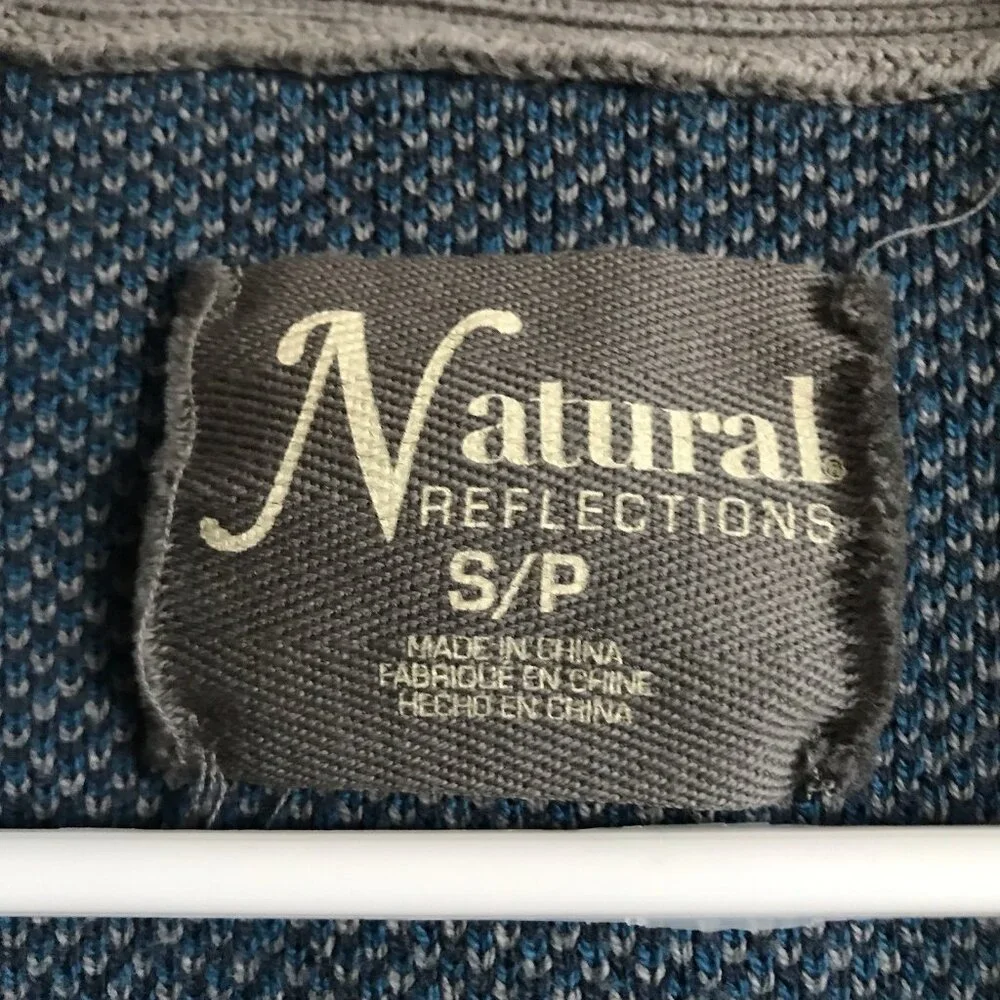 Natural‎ Reflections Women's Gray Blue Plaid Cardigan Sweater S/P Cotton